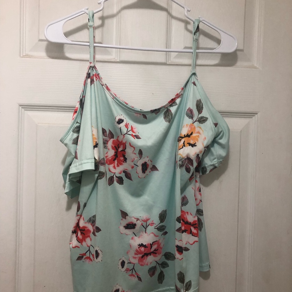 Floral Print Women's Top - Mint Green
